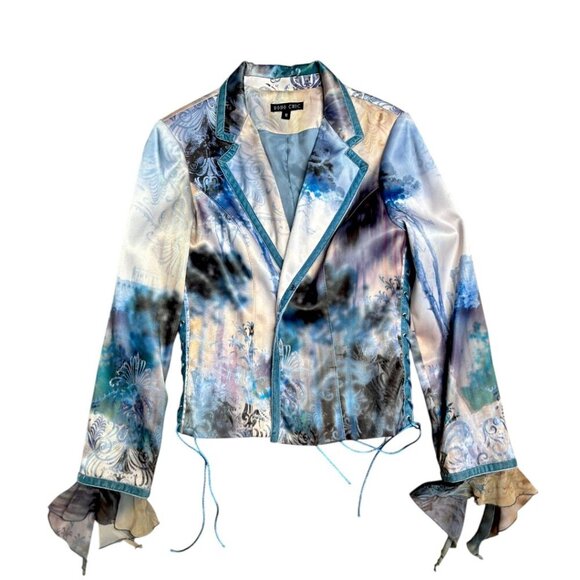 VTG. Y2K BOHO CHIC CORSET FAIRY LACE UP VELVET LINED BLAZER JACKET SZ. 8 MEDIUM - Picture 2 of 6